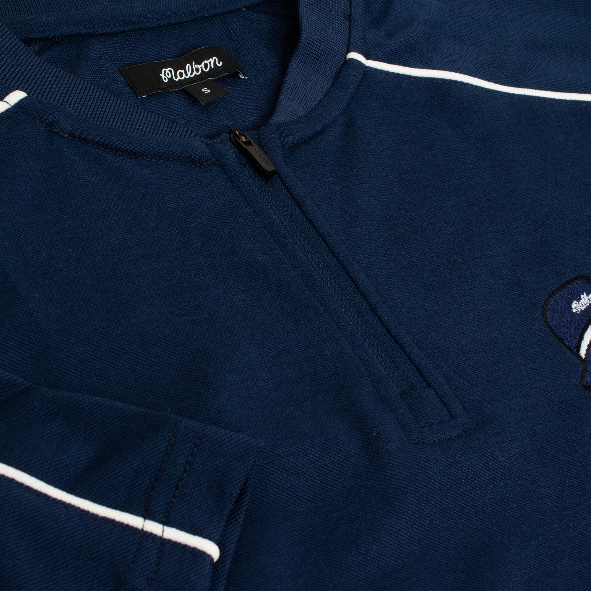 Malbon Golf Cooper Bucket Blade Collar Polo Shirt Navy